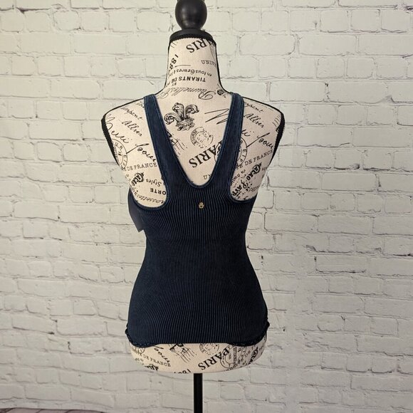 SPIRITUAL GANGSTER Blue Stonewash Ribbed Tank top sz XS NEW - Picture 2 of 5